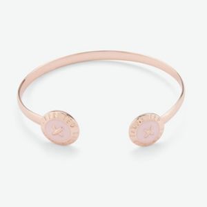 Ted Baker Eida ROSE GOLD Finish LIGHT PINK Enamel Double Button Cuff